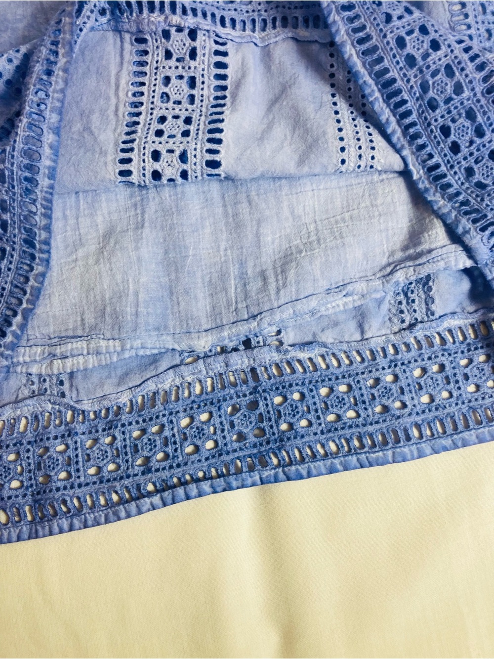 THML Cotton Eyelet Periwinkle Blue 3/4 Bell Sleeve Top Size XS - Picture 6 of 16